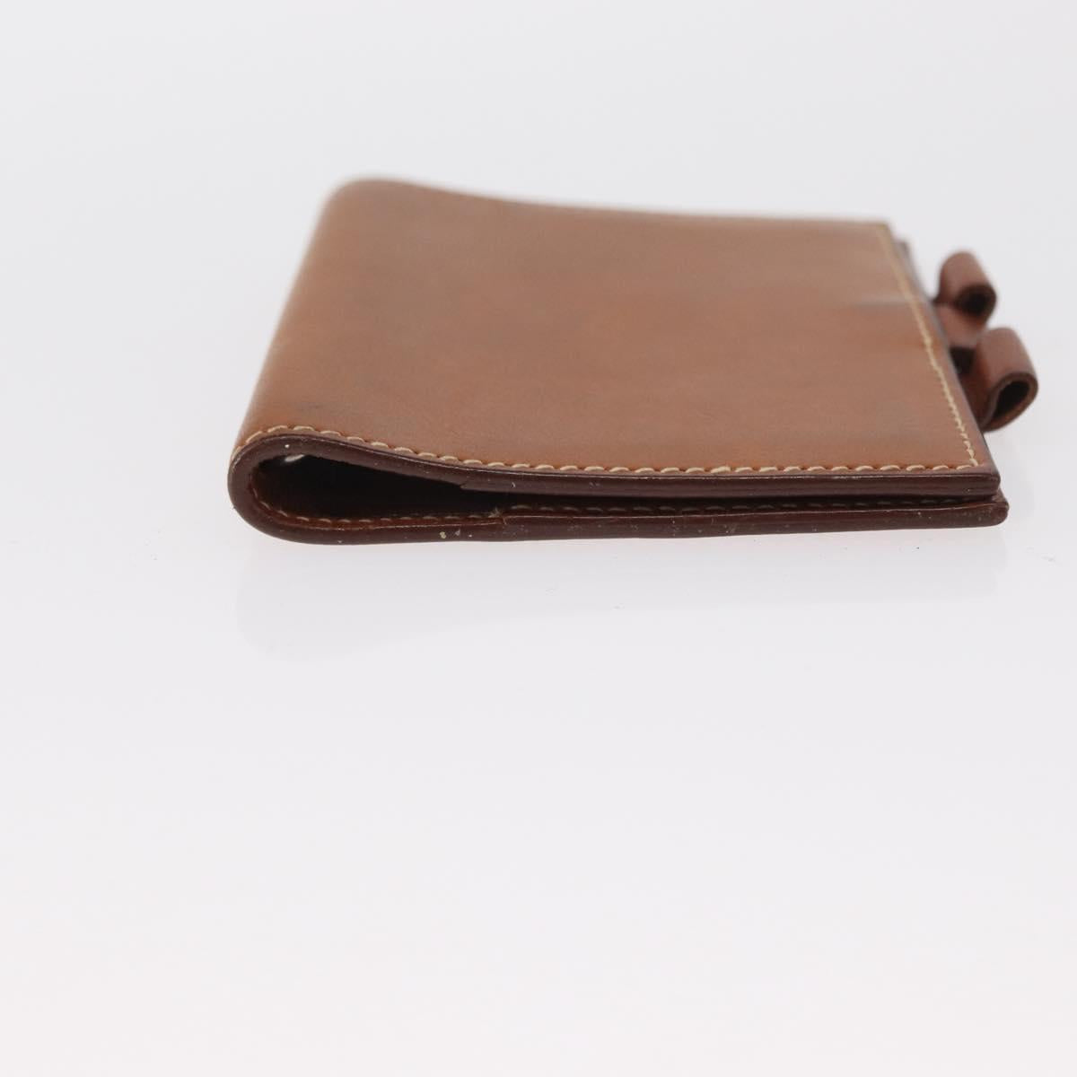 HERMES Wallet Canvas Leather 3 Set Brown Orange gray Auth bs31477