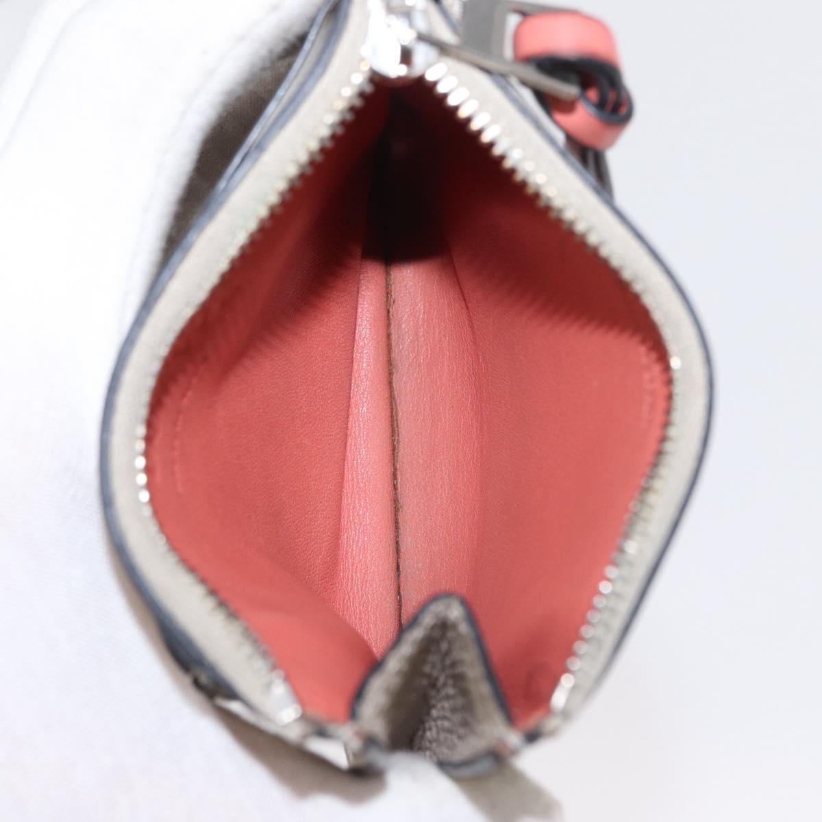 LOEWE Wallet Leather 2 Set Beige Silver Auth bs31478