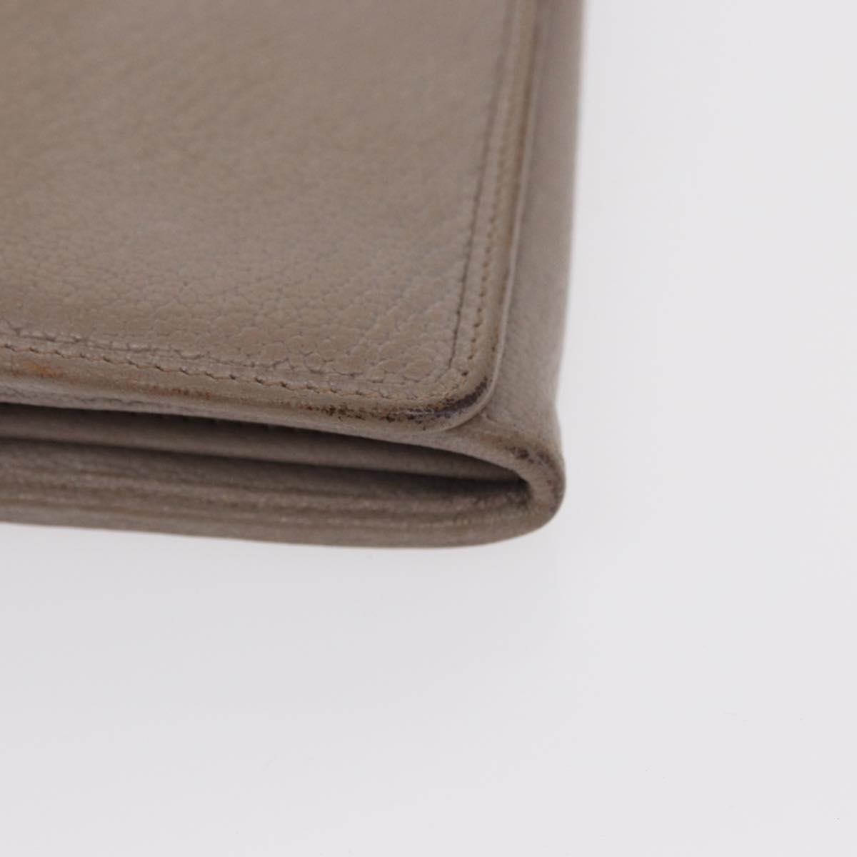 LOEWE Wallet Leather 2 Set Beige Silver Auth bs31478