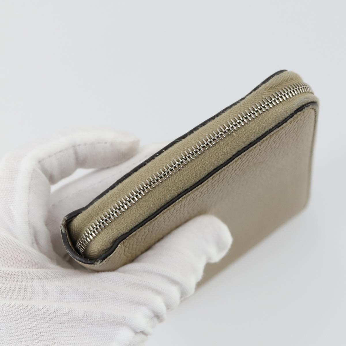 CELINE Wallet Leather 3 Set Gray Beige Auth bs31479