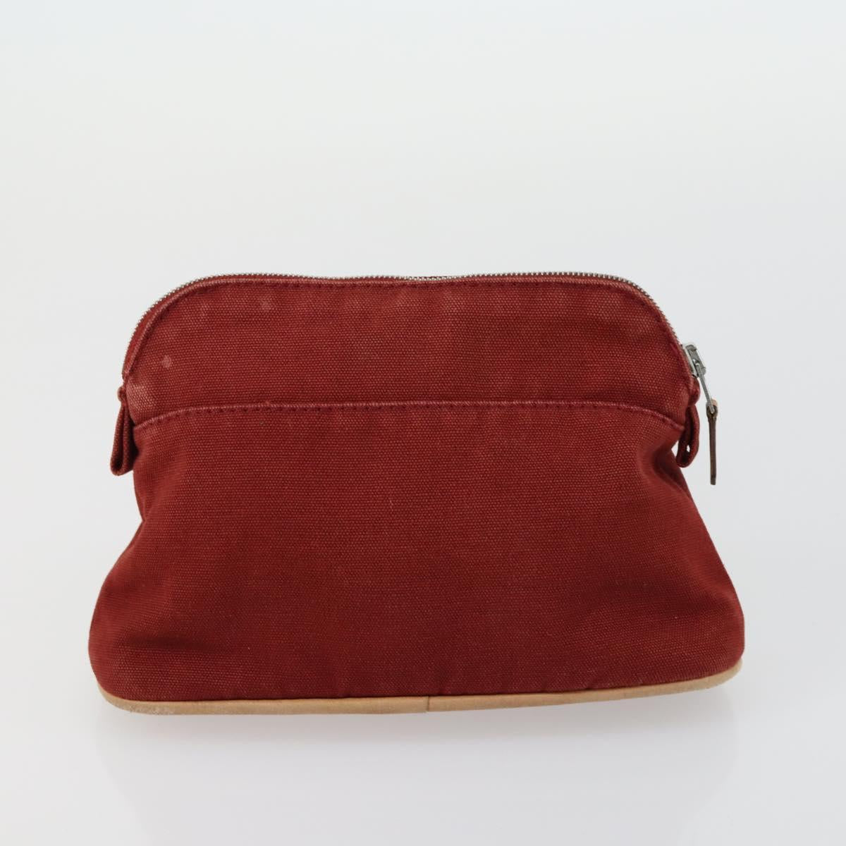 HERMES Pouch Canvas 3 Set Pink Black Brown Auth bs31480
