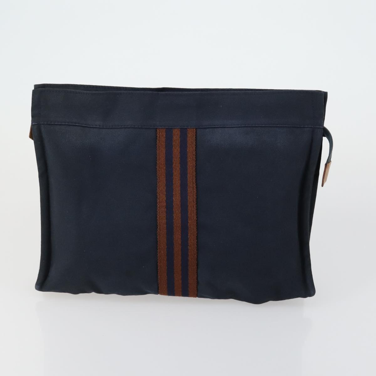 HERMES Pouch Canvas 3 Set Pink Black Brown Auth bs31480