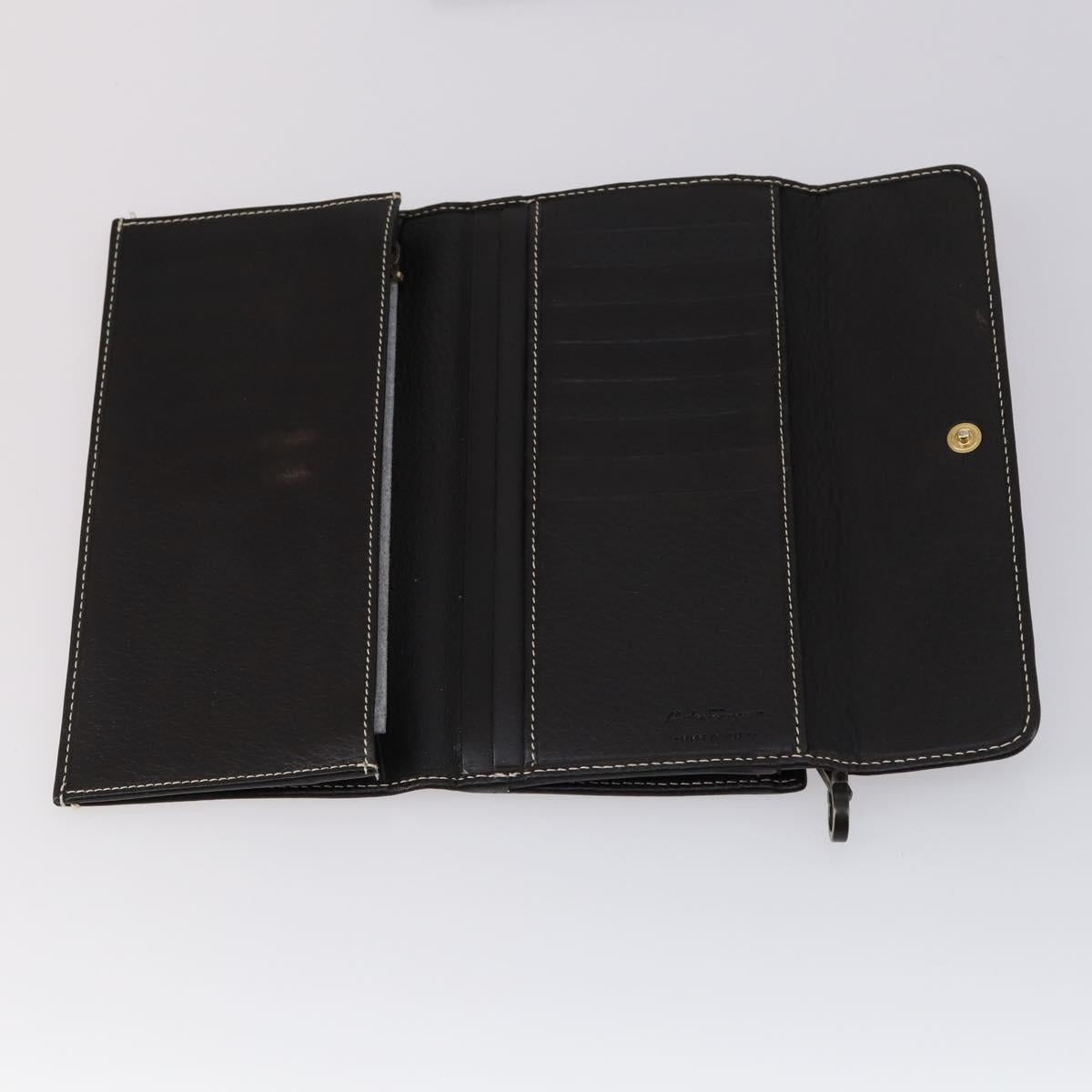 Salvatore Ferragamo Wallet Leather 6 Set Black Beige Red Auth bs31481