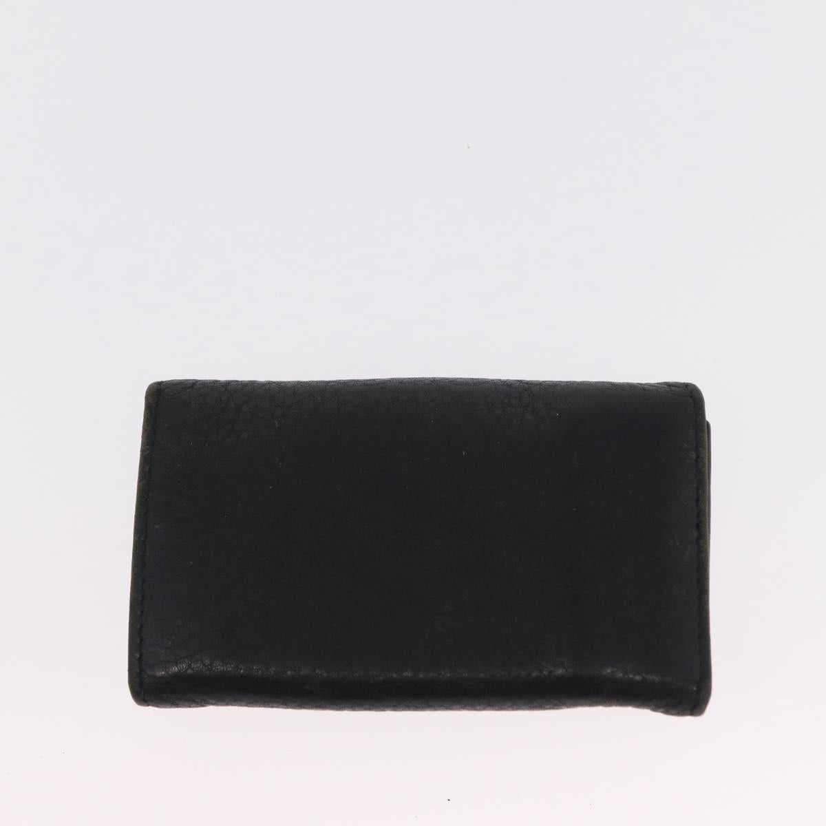 PRADA Key Case Leather 2 Set Beige Black Auth bs31485