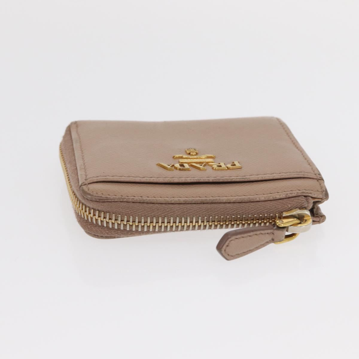 PRADA Key Case Leather 2 Set Beige Black Auth bs31485