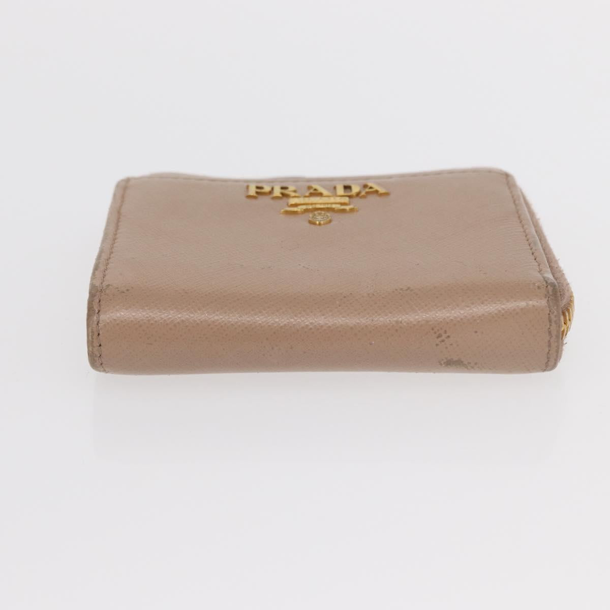 PRADA Key Case Leather 2 Set Beige Black Auth bs31485