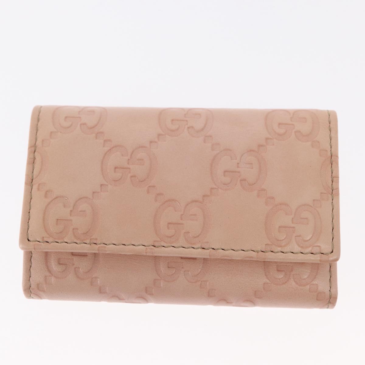 GUCCI GG Canvas Key Case Leather Suede 3 Set Black Pink Auth bs31486