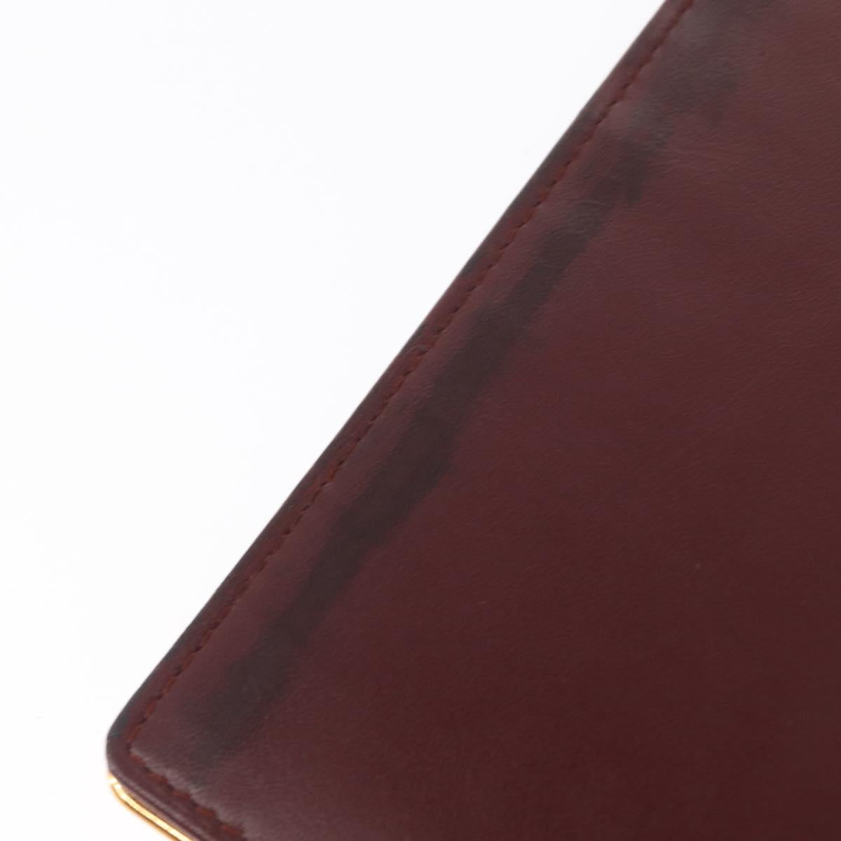 CARTIER Must Line Wallet Clutch Bag Leather 2 Set Bordeaux Gold Auth bs31487