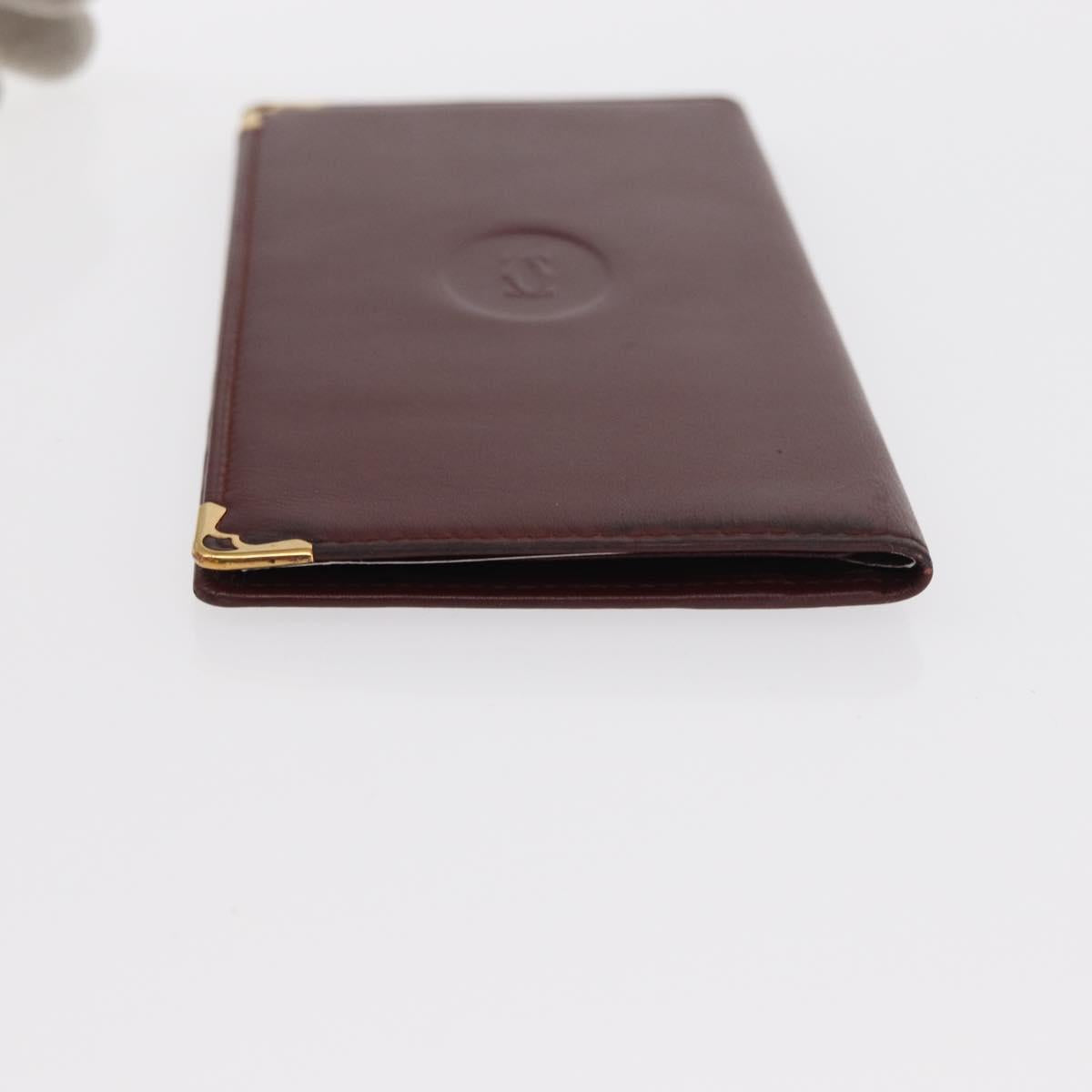 CARTIER Must Line Wallet Clutch Bag Leather 2 Set Bordeaux Gold Auth bs31487