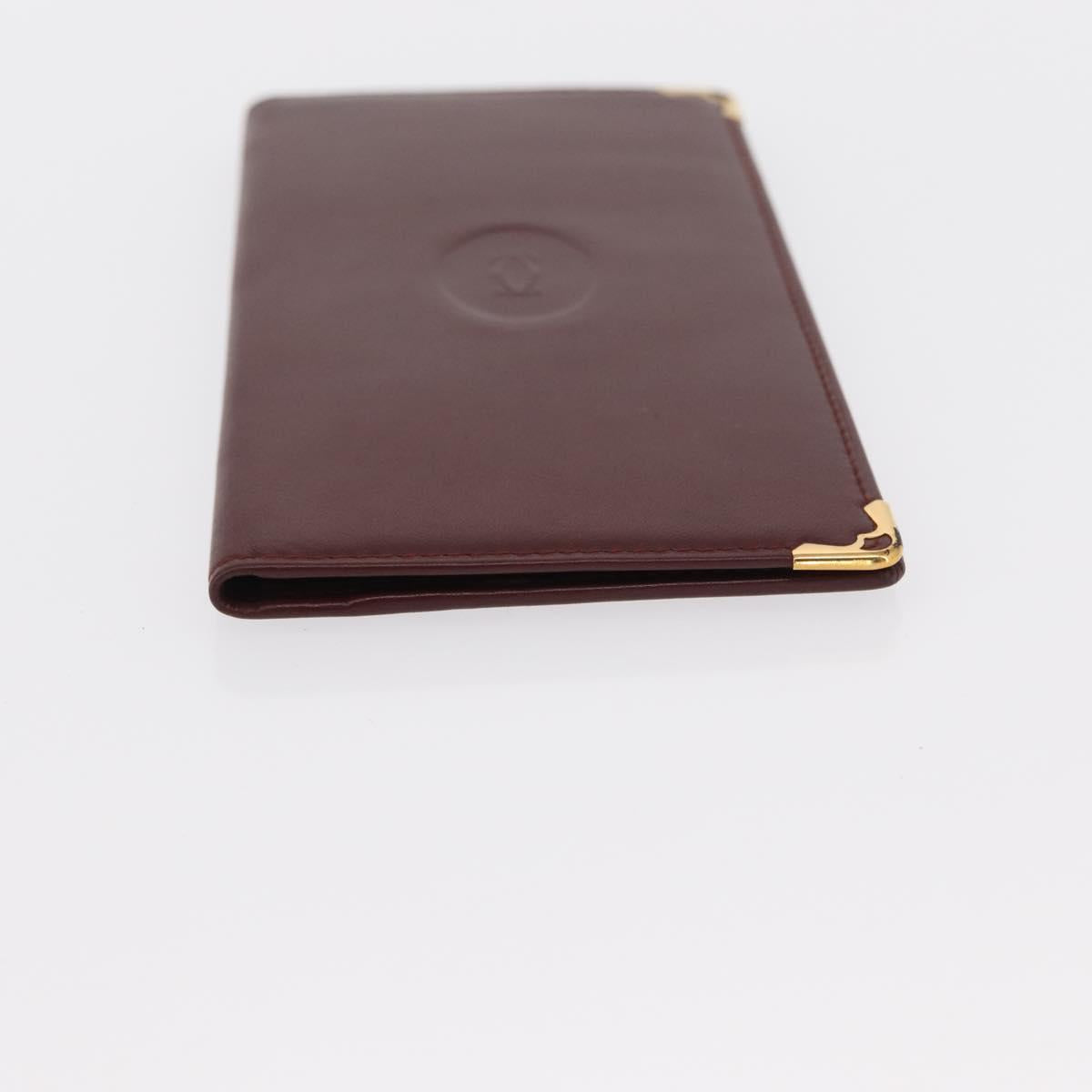 CARTIER Must Line Wallet Clutch Bag Leather 2 Set Bordeaux Gold Auth bs31487