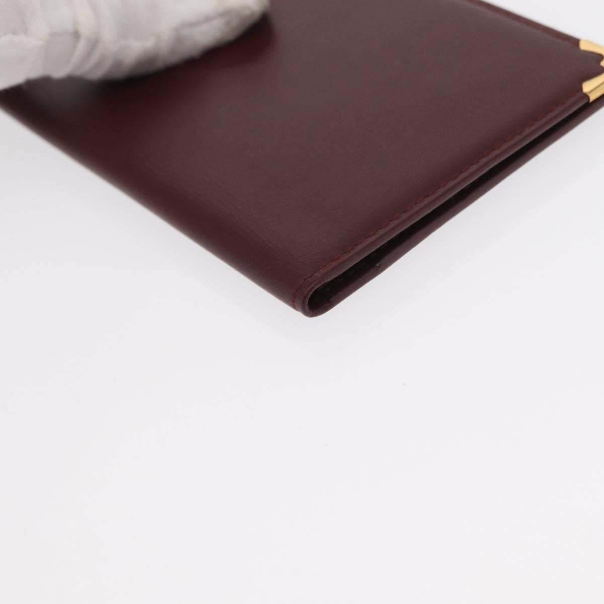 CARTIER Must Line Wallet Clutch Bag Leather 2 Set Bordeaux Gold Auth bs31487
