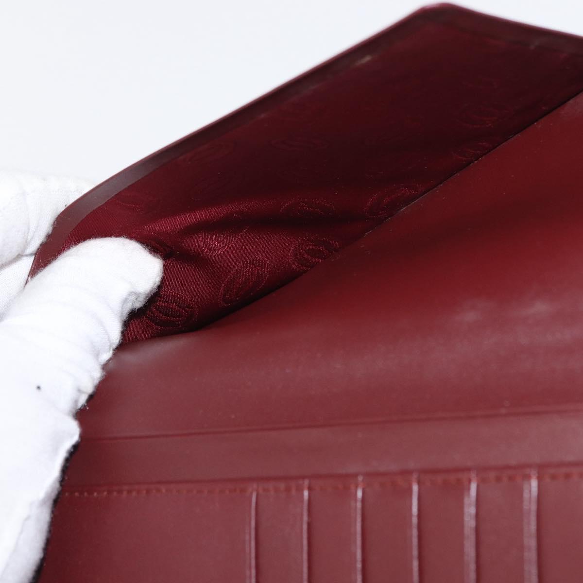 CARTIER Must Line Wallet Clutch Bag Leather 2 Set Bordeaux Gold Auth bs31487