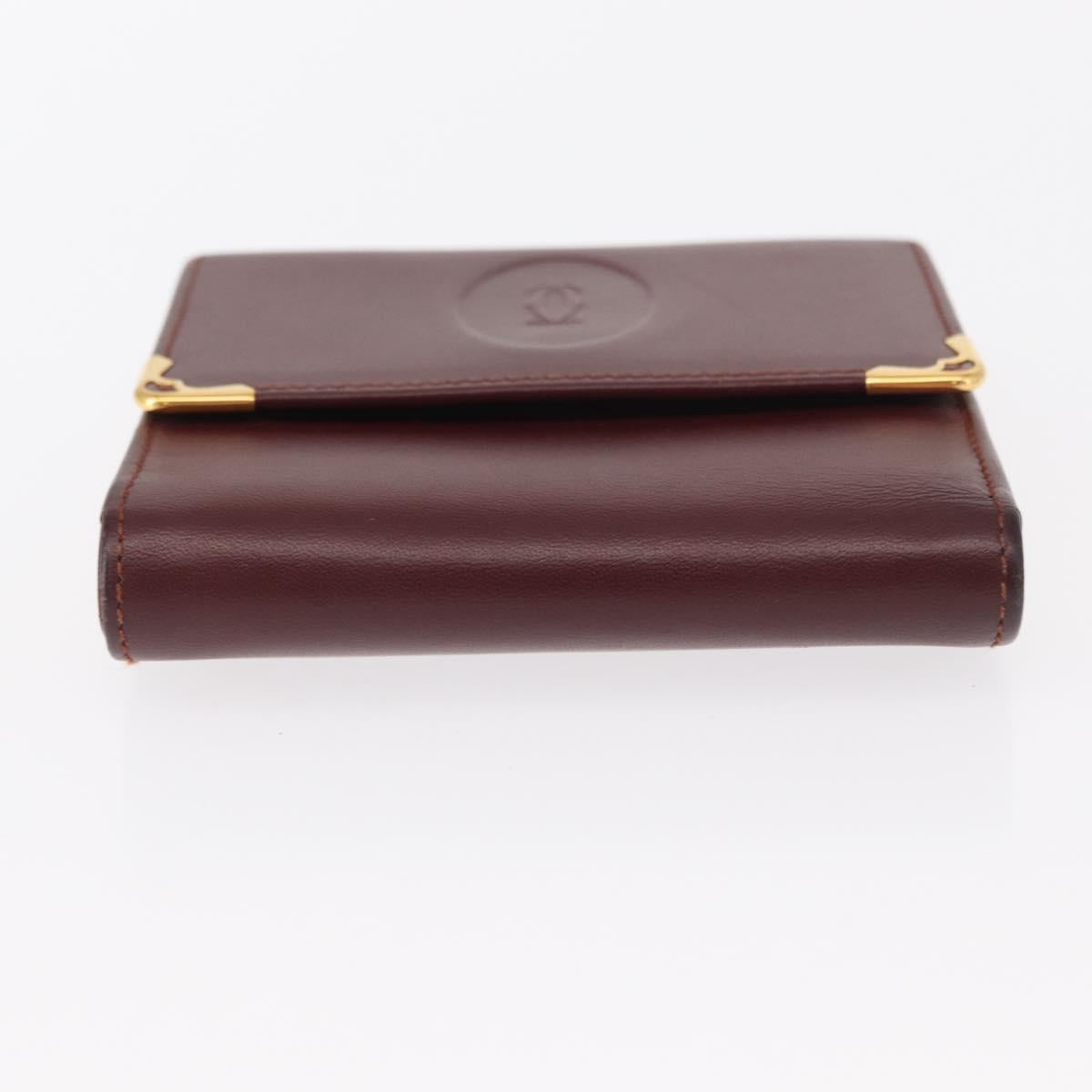 CARTIER Must Line Wallet Clutch Bag Leather 2 Set Bordeaux Gold Auth bs31487