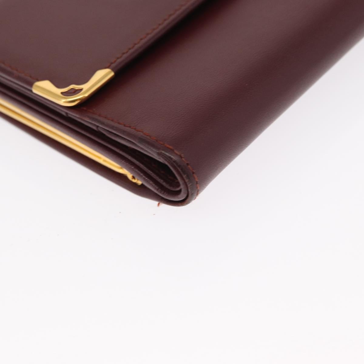 CARTIER Must Line Wallet Clutch Bag Leather 2 Set Bordeaux Gold Auth bs31487