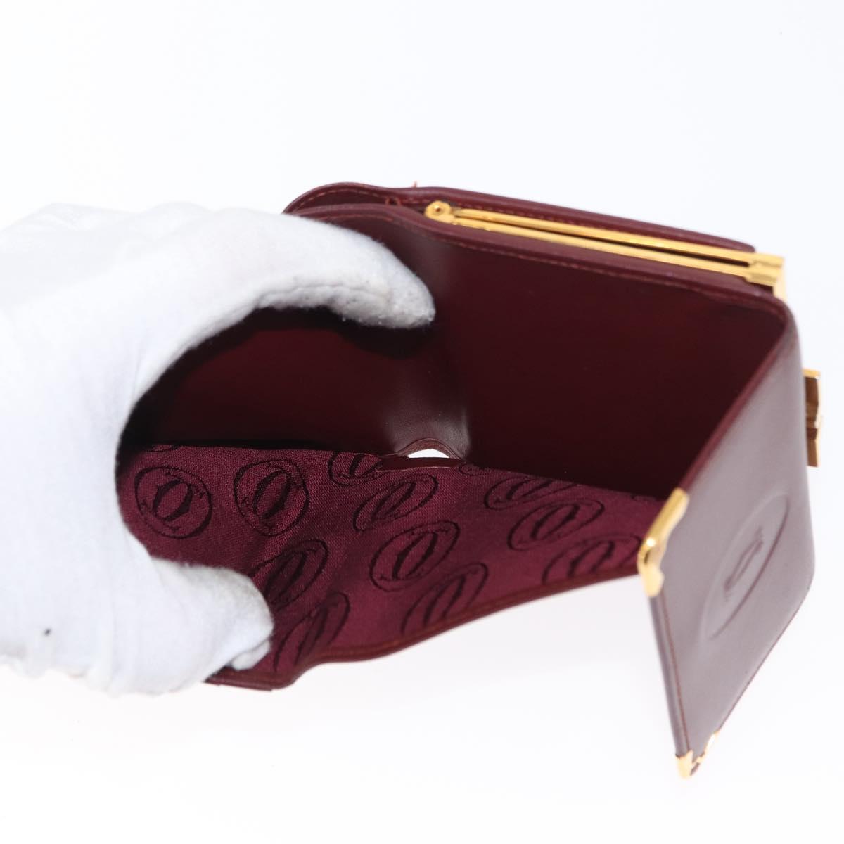 CARTIER Must Line Wallet Clutch Bag Leather 2 Set Bordeaux Gold Auth bs31487