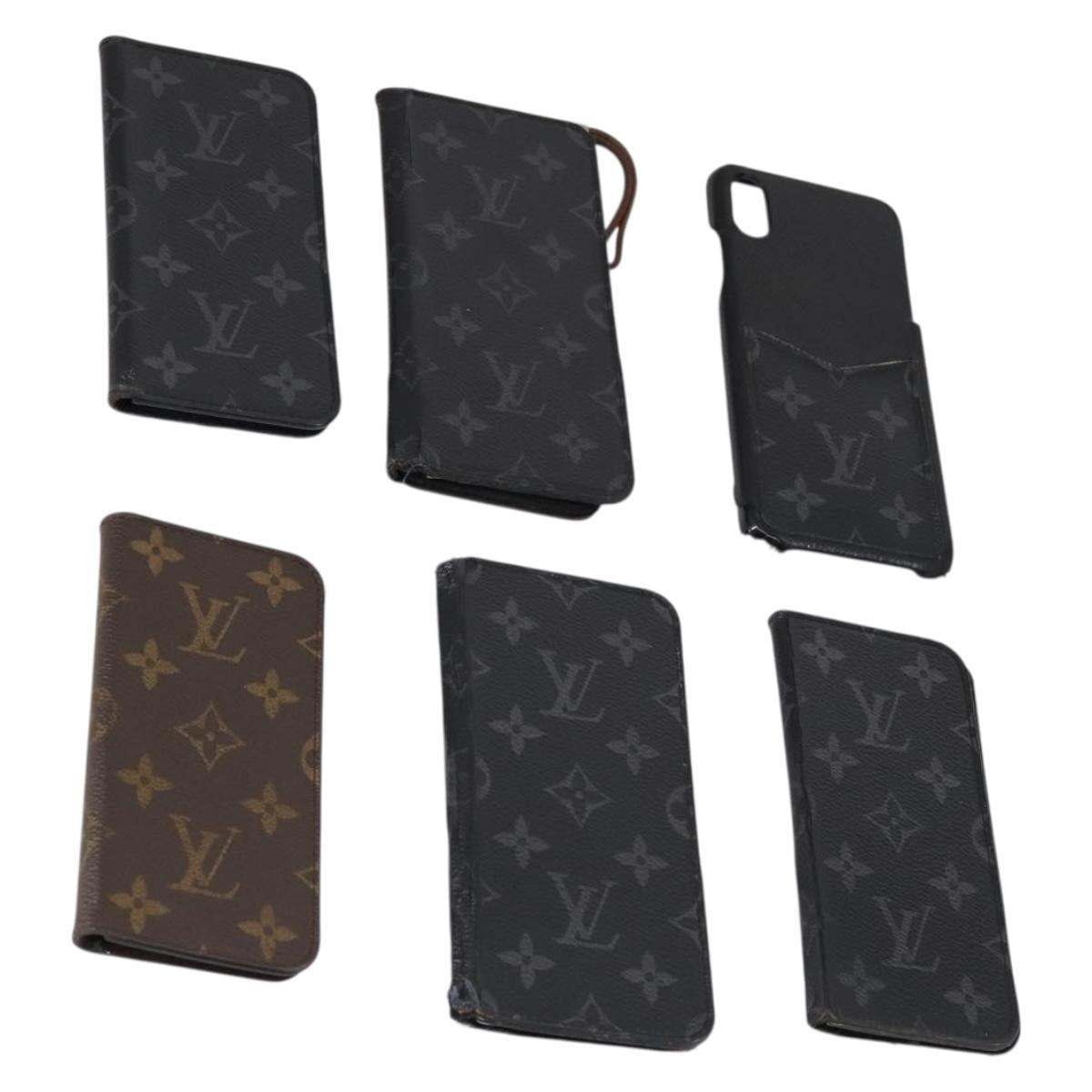 LOUIS VUITTON Monogram Eclipse iPhone Case 6 Set LV Auth bs31488