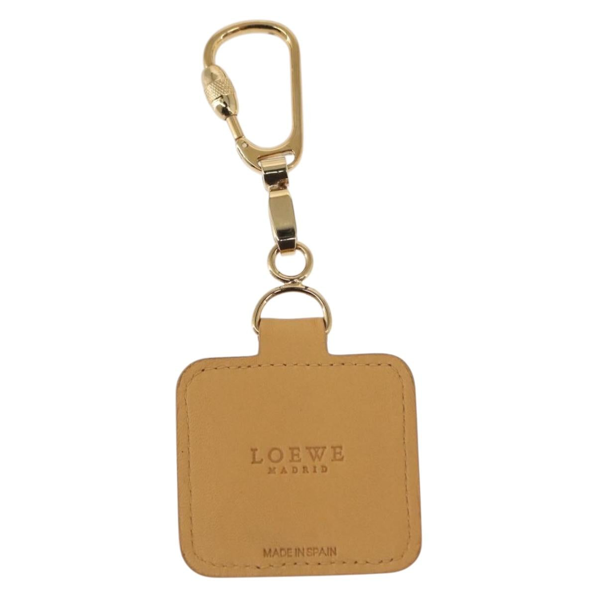 LOEWE Charm Leather metal 2 Set Beige Gold Auth bs31490