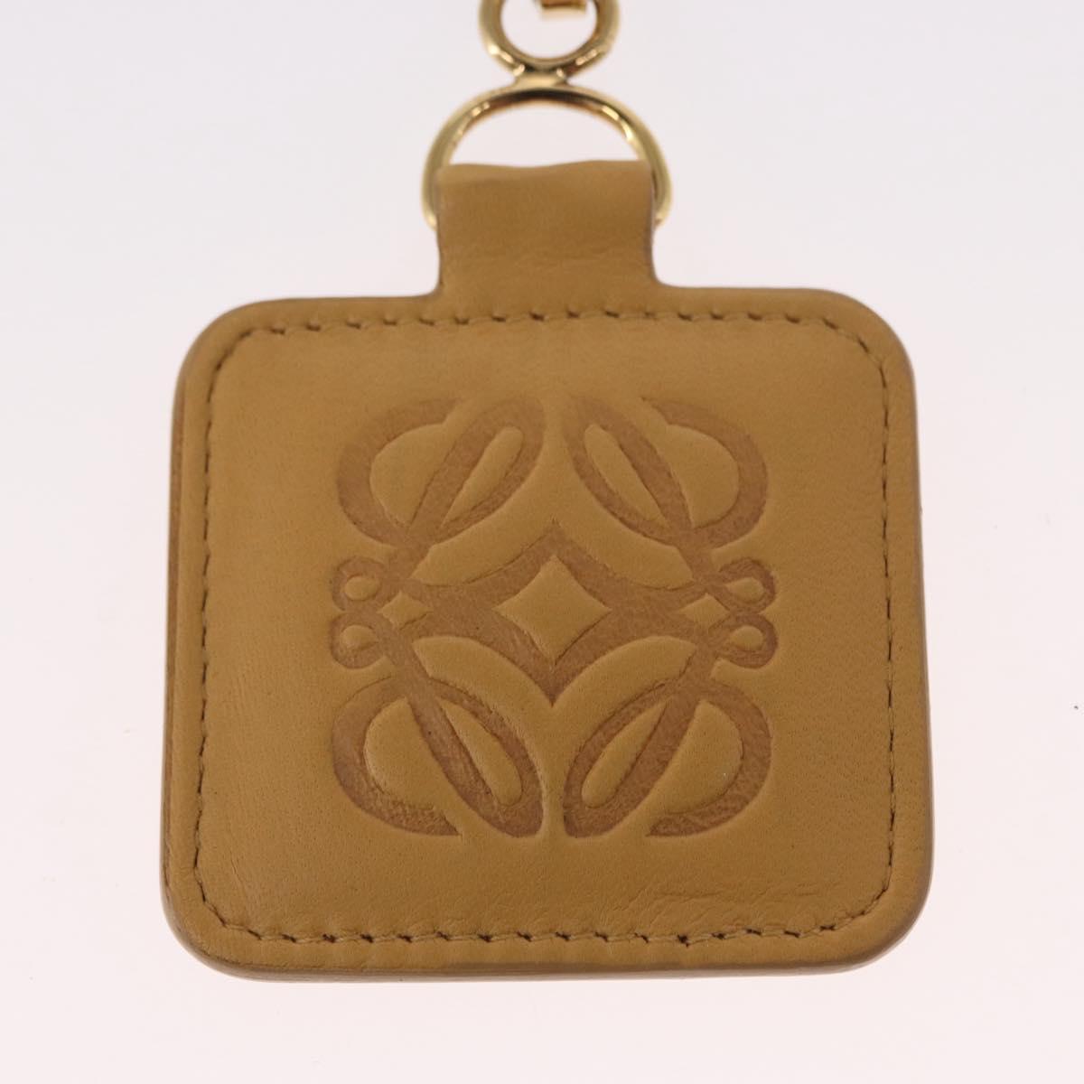 LOEWE Charm Leather metal 2 Set Beige Gold Auth bs31490