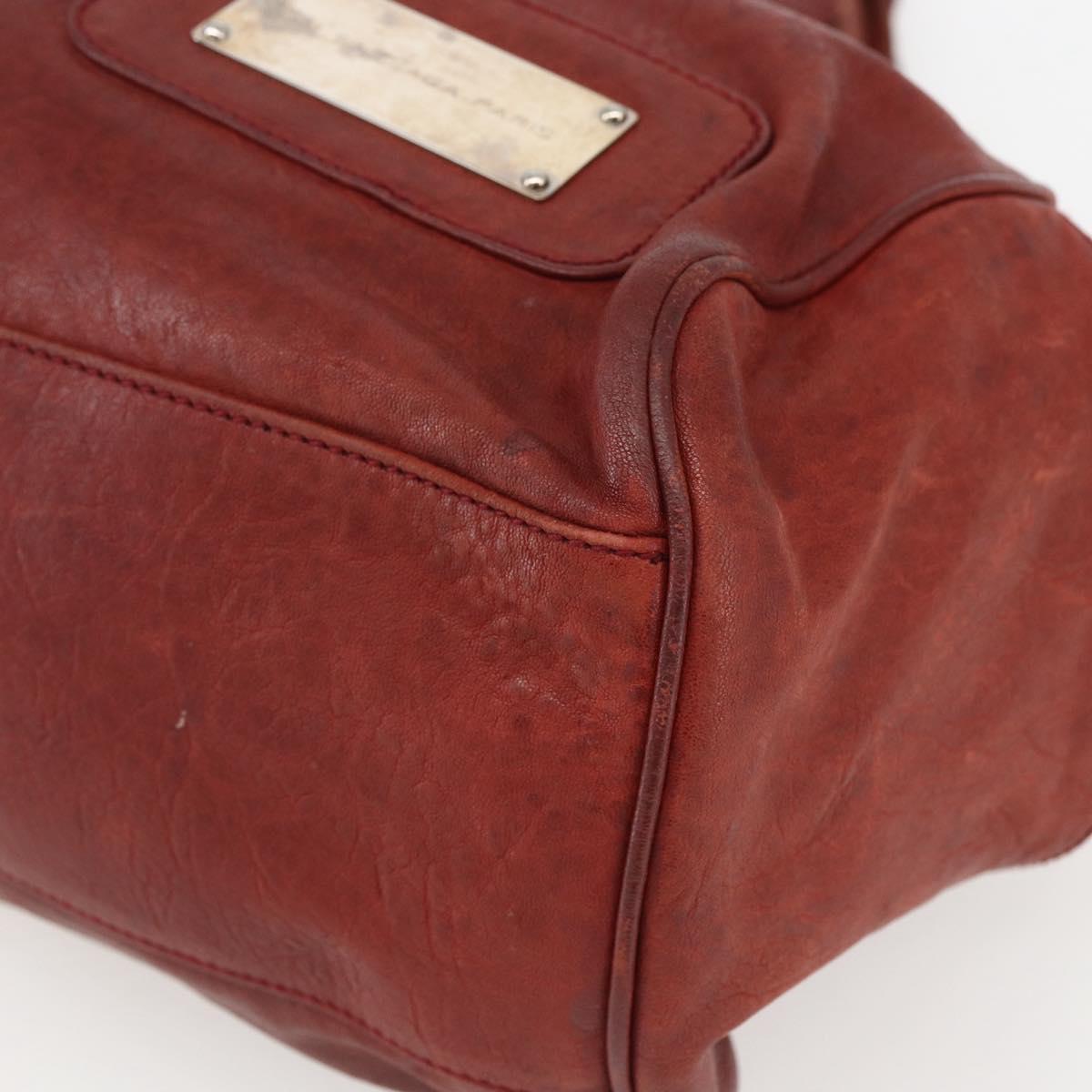 BALENCIAGA Tote Bag Leather Red Silver Auth bs31491