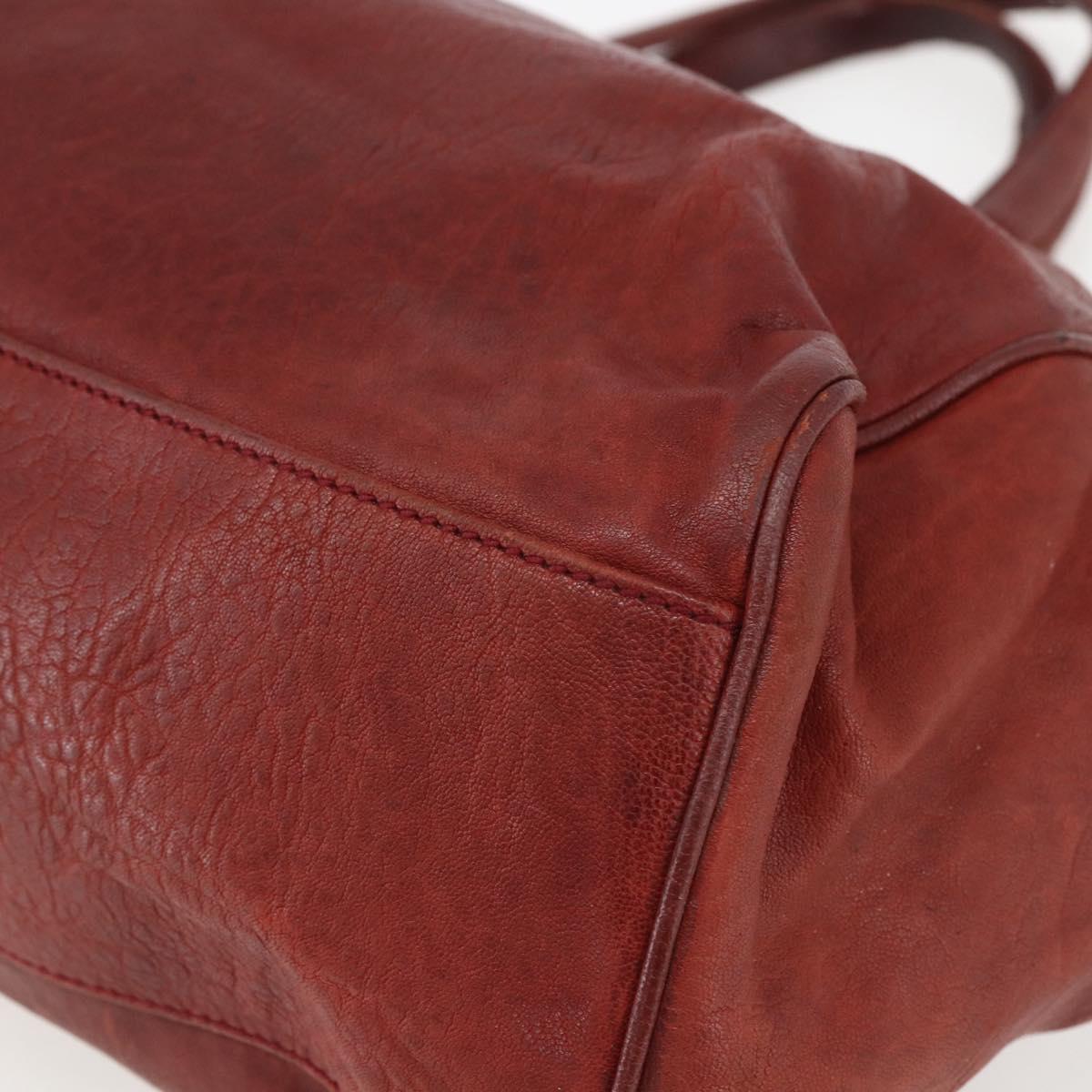 BALENCIAGA Tote Bag Leather Red Silver Auth bs31491