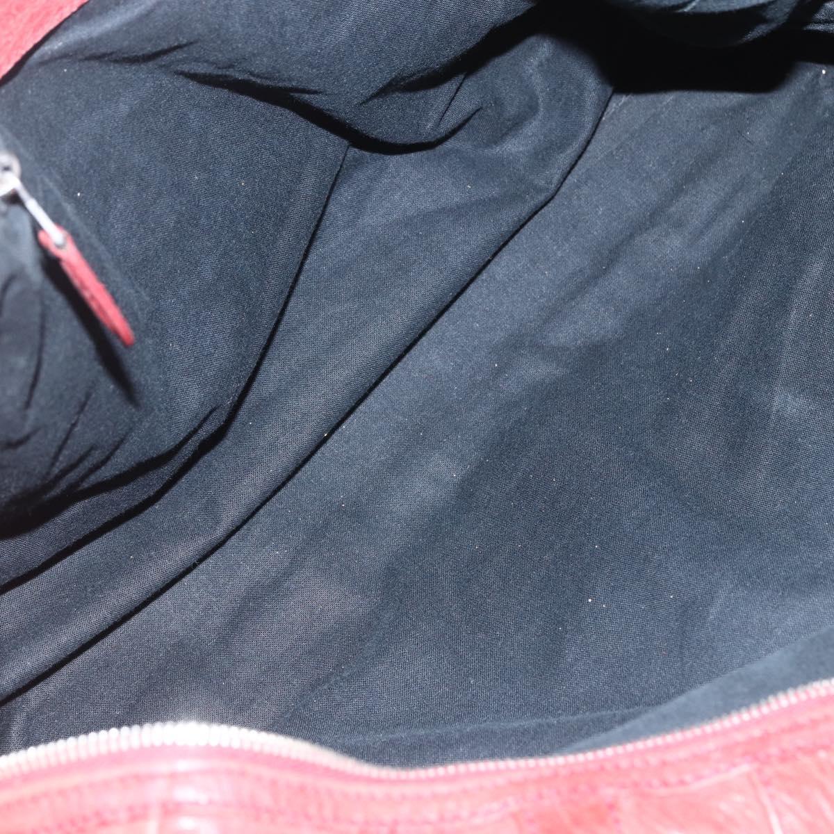 BALENCIAGA Tote Bag Leather Red Silver Auth bs31491