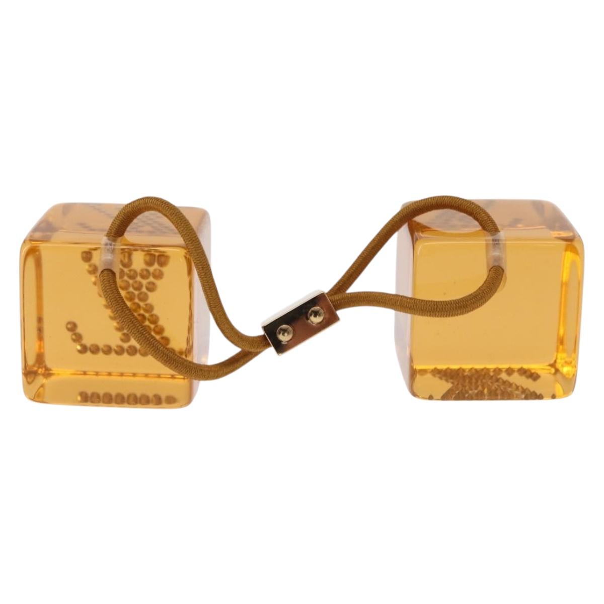 LOUIS VUITTON Hair Tie plastic Brown LV Auth bs31492