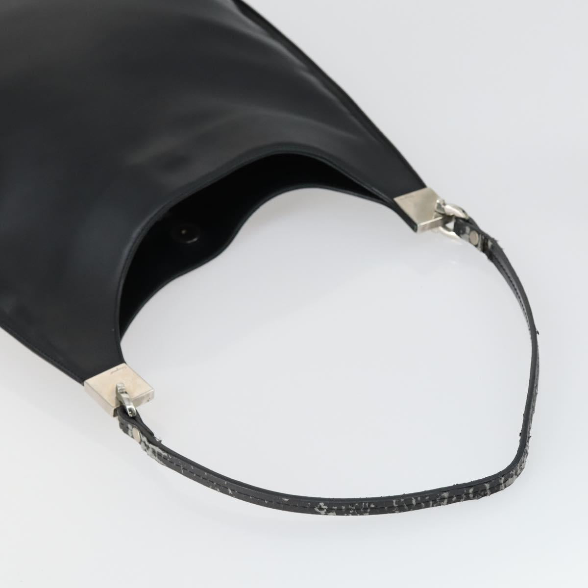 Salvatore Ferragamo Shoulder Bag Leather Canvas 2 Set Black Silver Auth bs31495