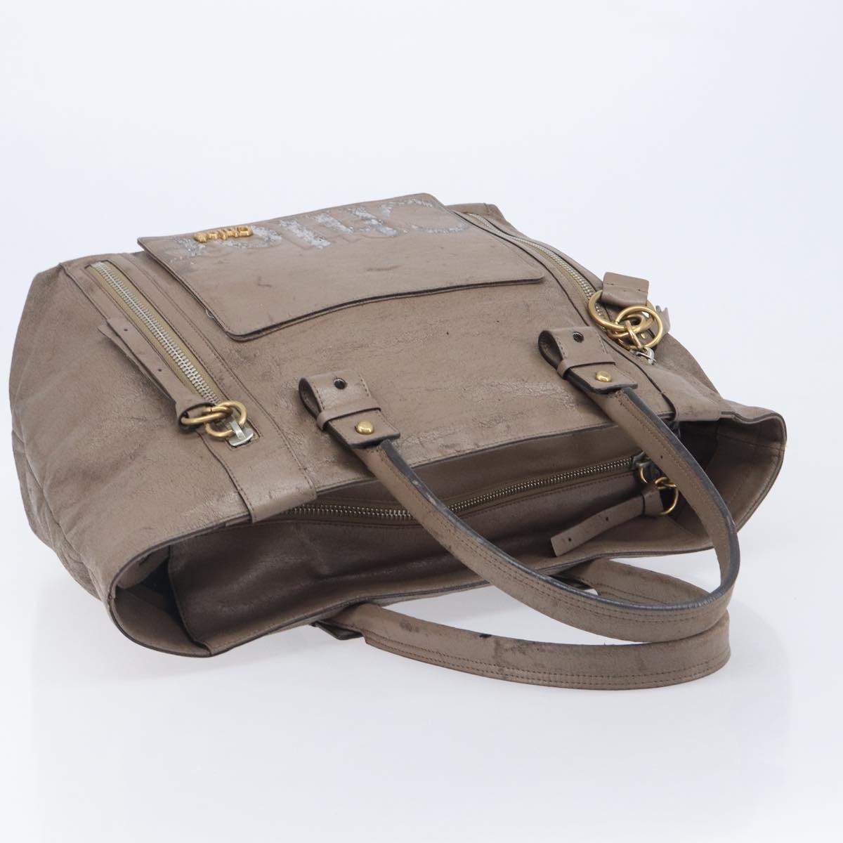 Chloe Tote Bag Leather 2 Set Black Beige Auth bs31501