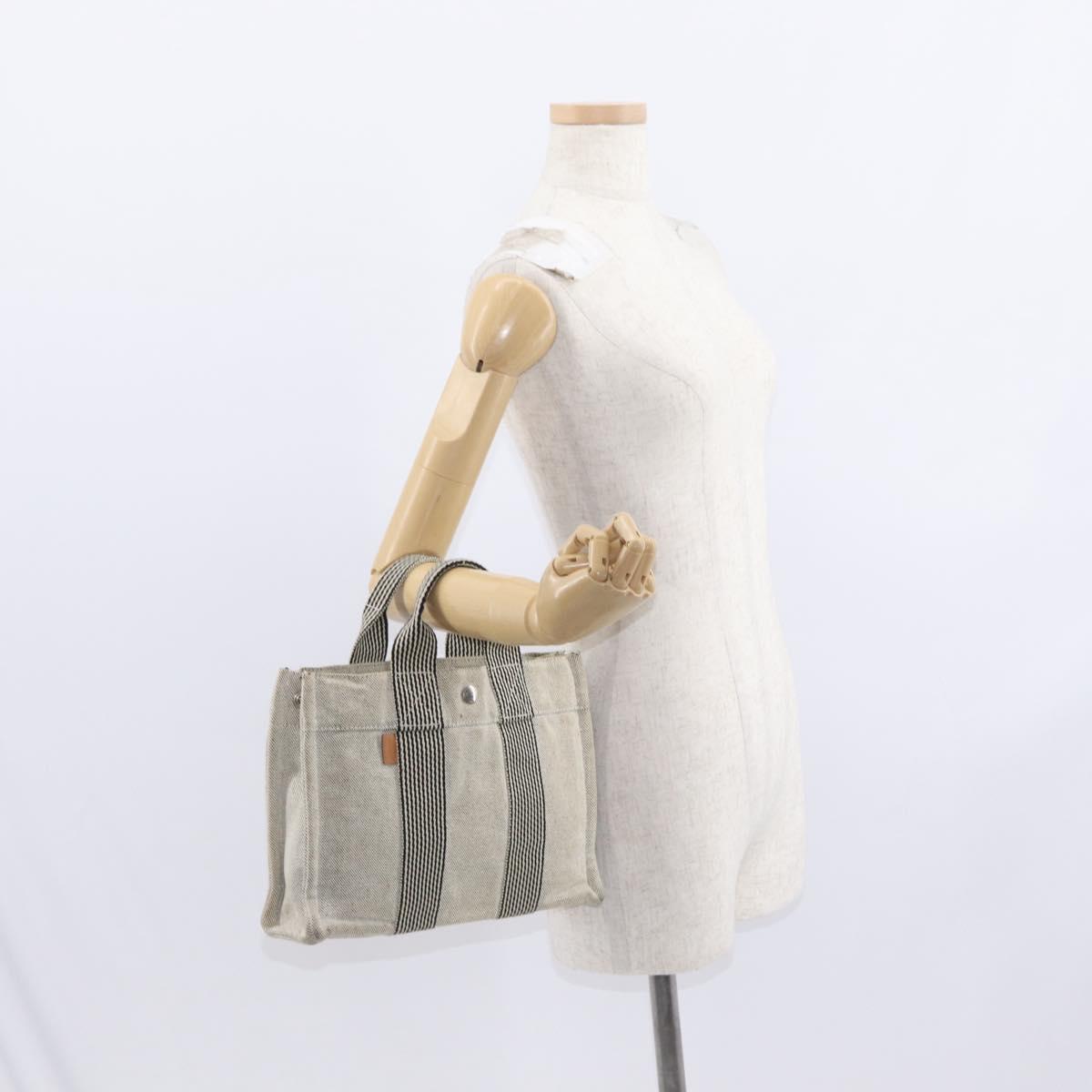 HERMES New Fourre Tout PM Tote Bag Canvas Gray Silver Auth bs31508