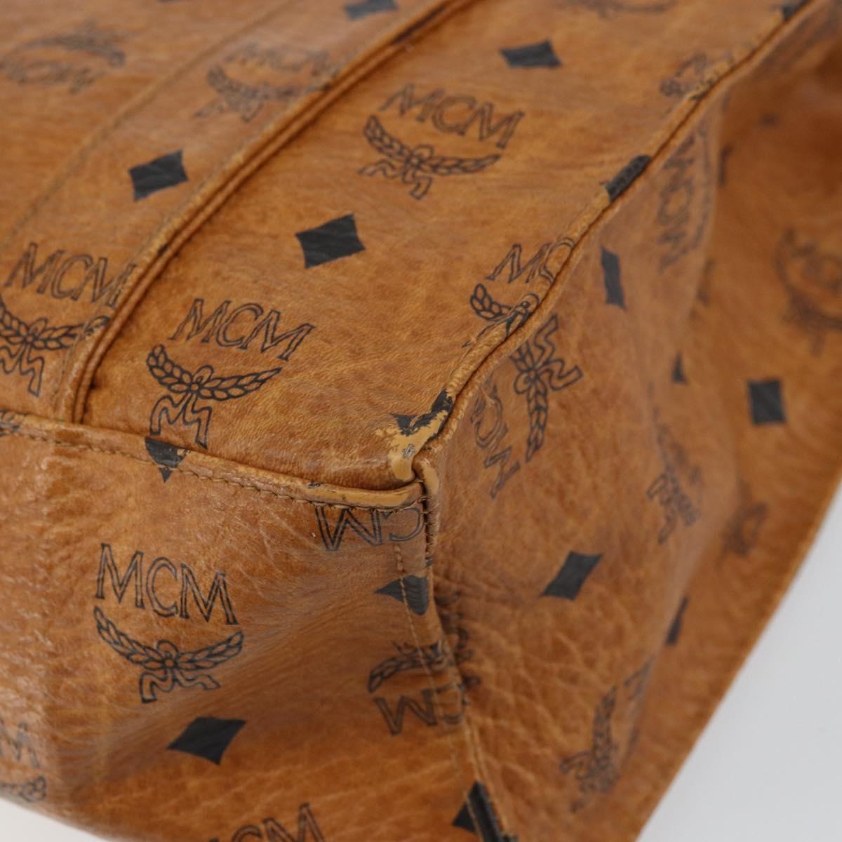 MCM Logogram Vicetos Tote Bag PVC Leather Brown Gold Auth bs31511