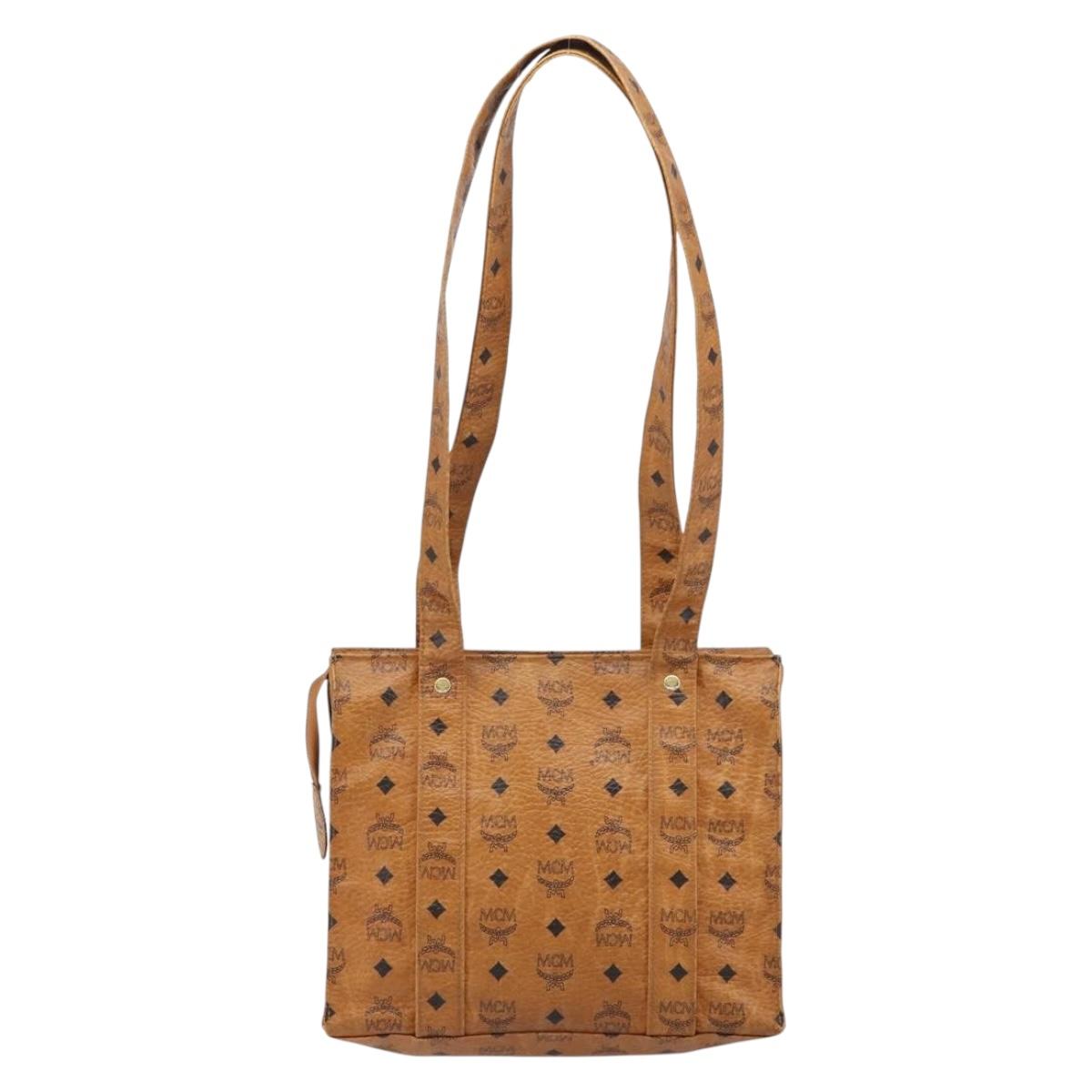 MCM Logogram Vicetos Tote Bag PVC Leather Brown Gold Auth bs31511