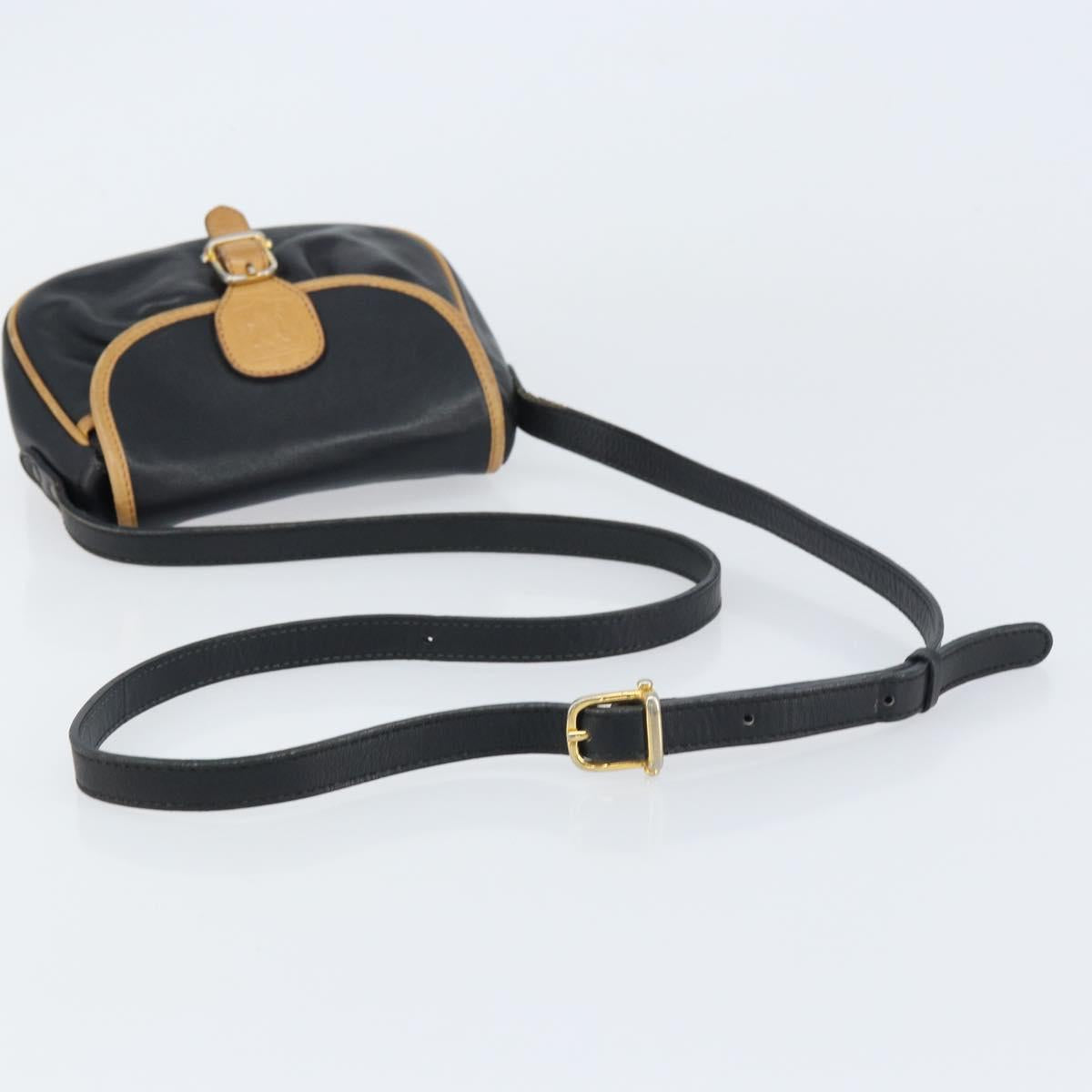 CELINE Shoulder Bag Leather Black Gold Auth bs31512