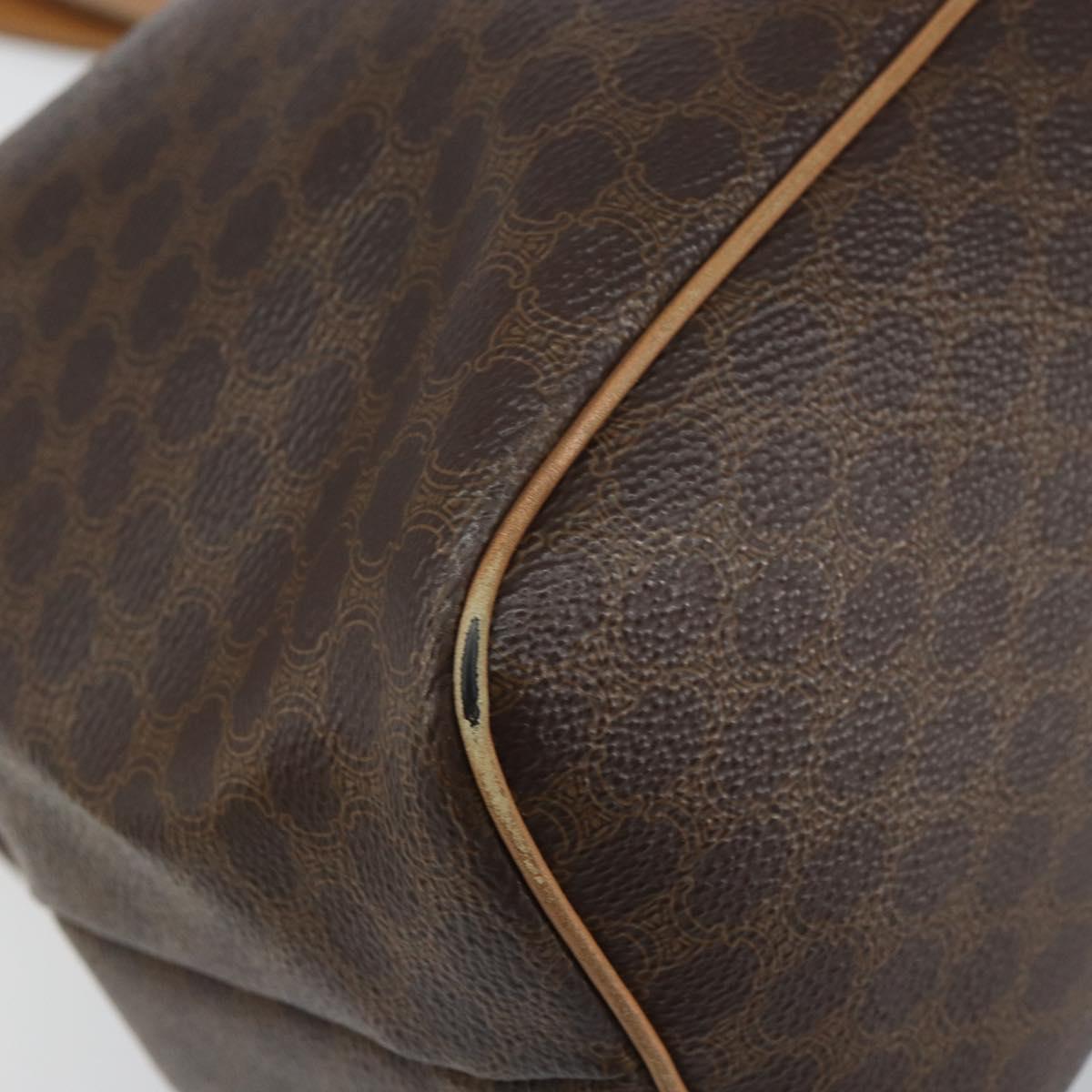 CELINE Macadam Canvas Tote Bag PVC Leather Brown Gold Auth bs31514