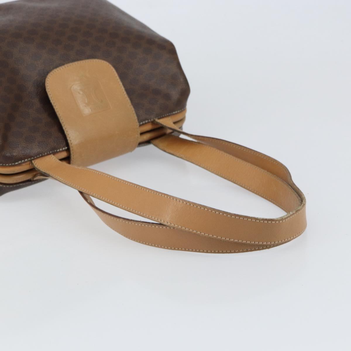 CELINE Macadam Canvas Tote Bag PVC Leather Brown Gold Auth bs31514