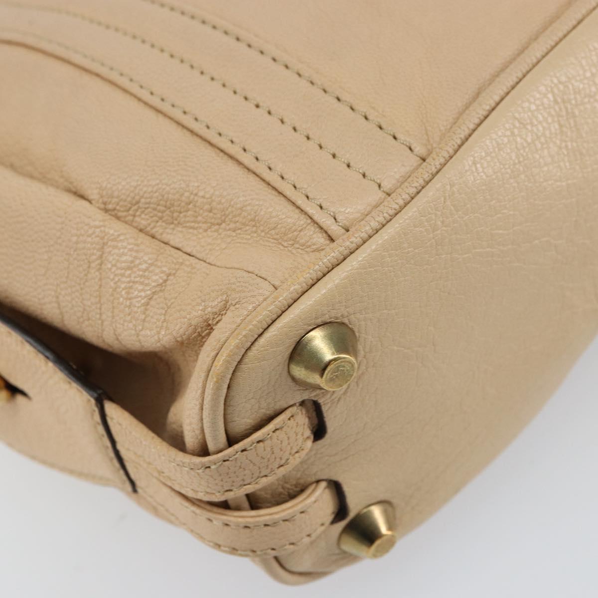 Chloe Tote Bag Leather Beige Gold Auth bs31516