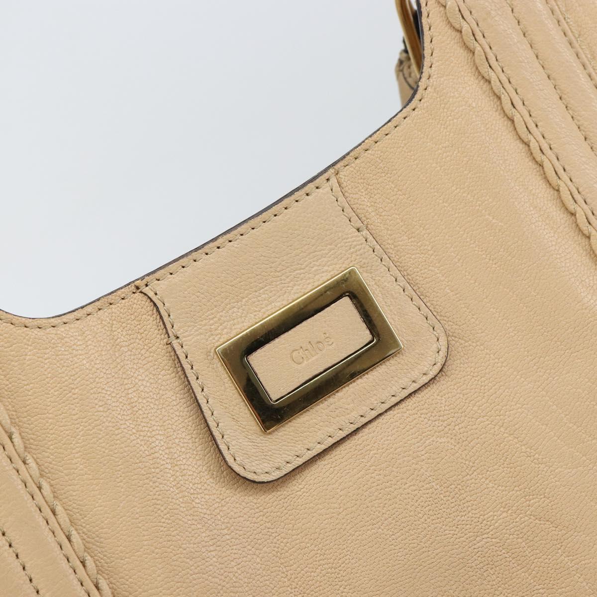 Chloe Tote Bag Leather Beige Gold Auth bs31516