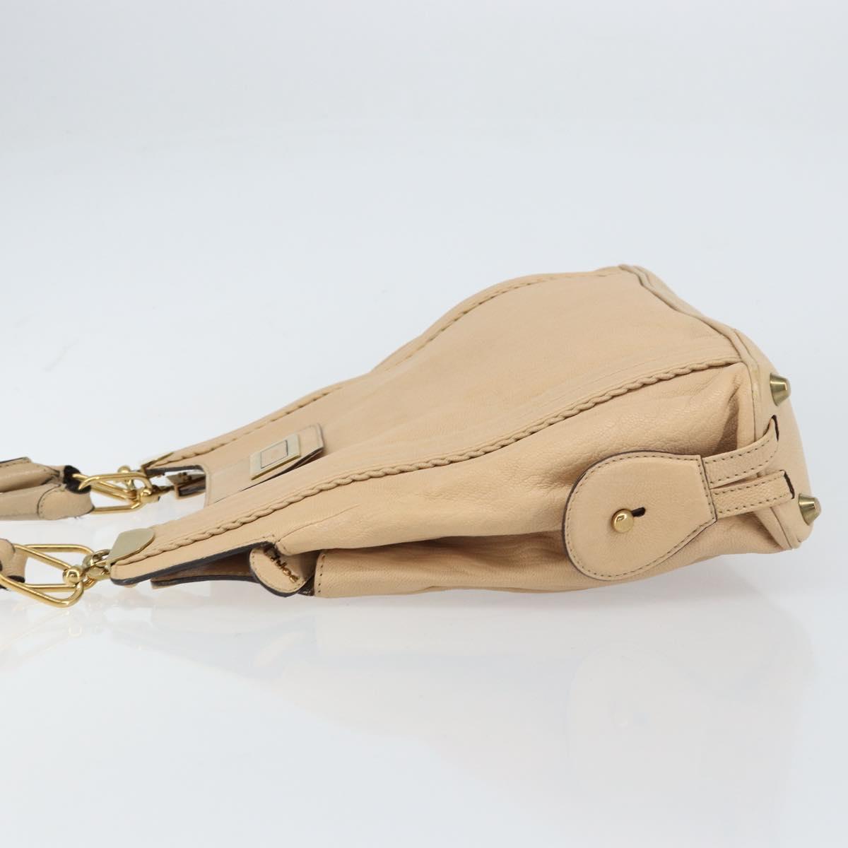Chloe Tote Bag Leather Beige Gold Auth bs31516