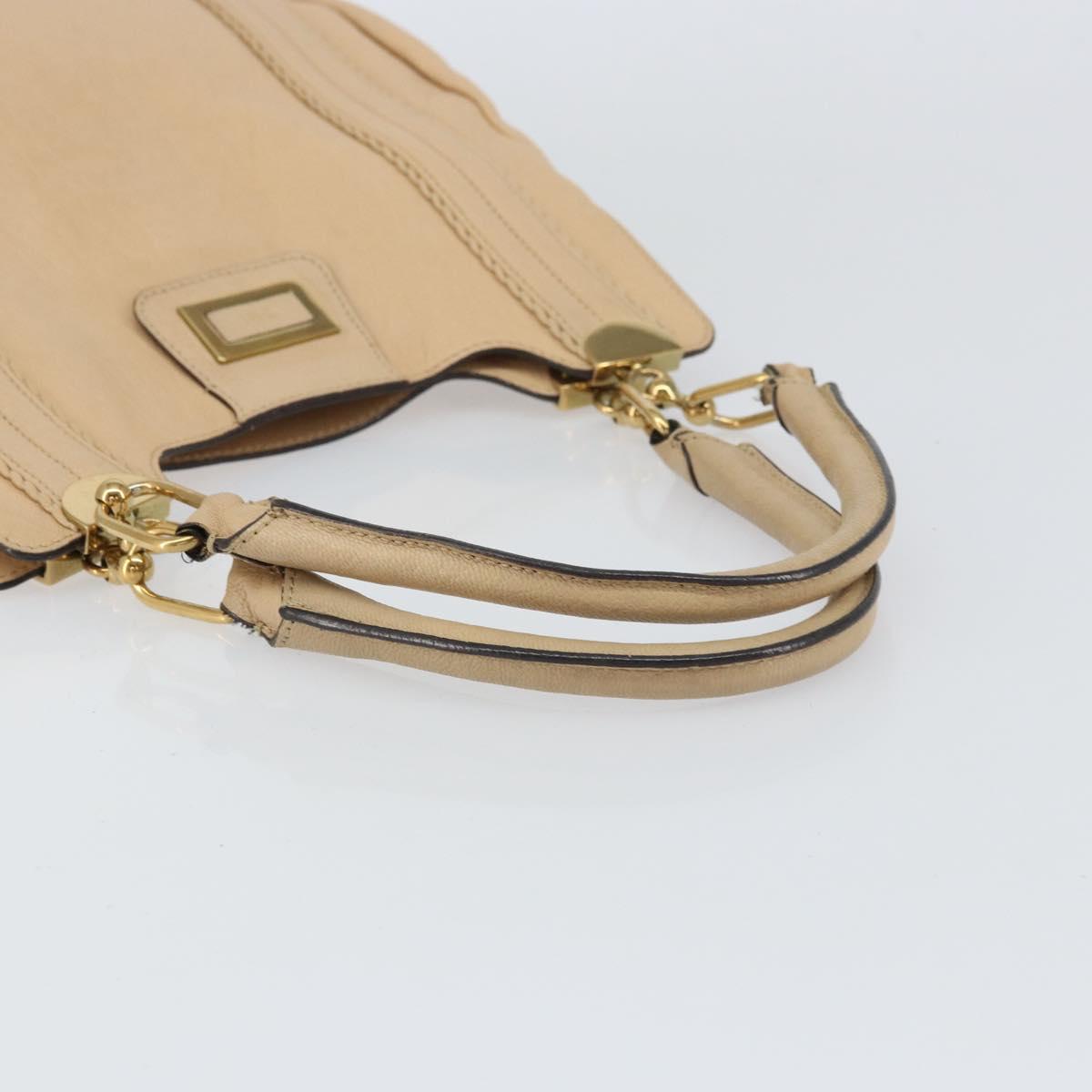 Chloe Tote Bag Leather Beige Gold Auth bs31516