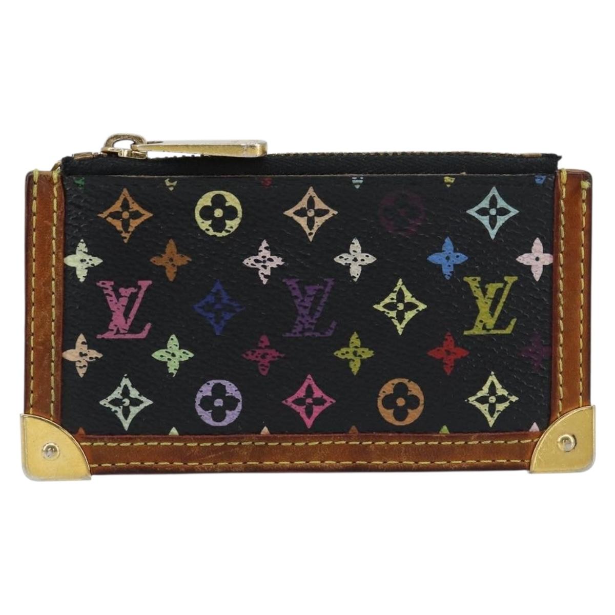 LOUIS VUITTON Multicolor Pochette Cles Coin Purse Black M13664 LV Auth bs31521