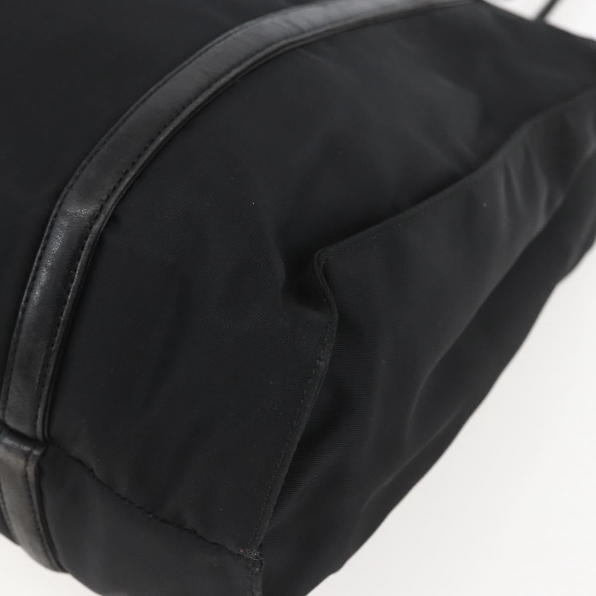 PRADA Tote Bag Nylon Black Silver Auth bs31530