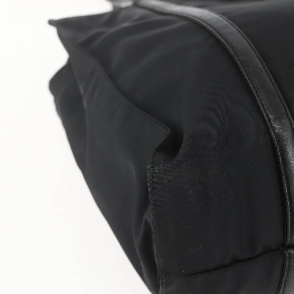 PRADA Tote Bag Nylon Black Silver Auth bs31530