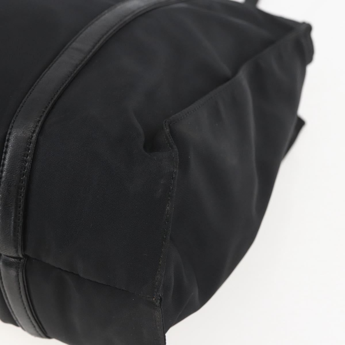 PRADA Tote Bag Nylon Black Silver Auth bs31530