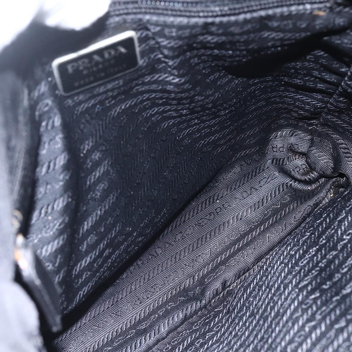PRADA Tote Bag Nylon Black Silver Auth bs31530