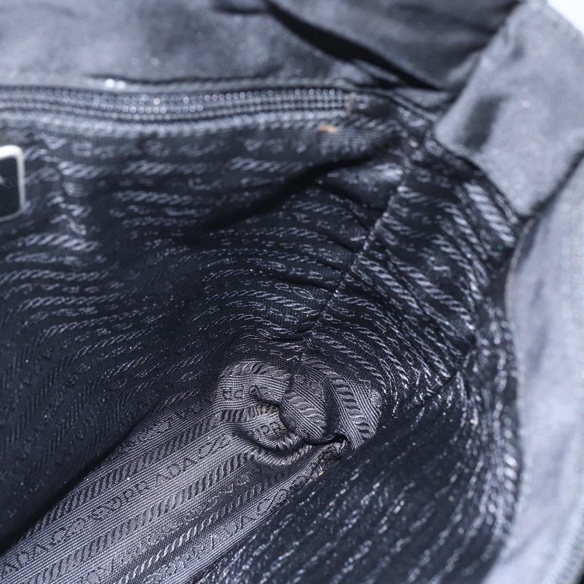 PRADA Tote Bag Nylon Black Silver Auth bs31530