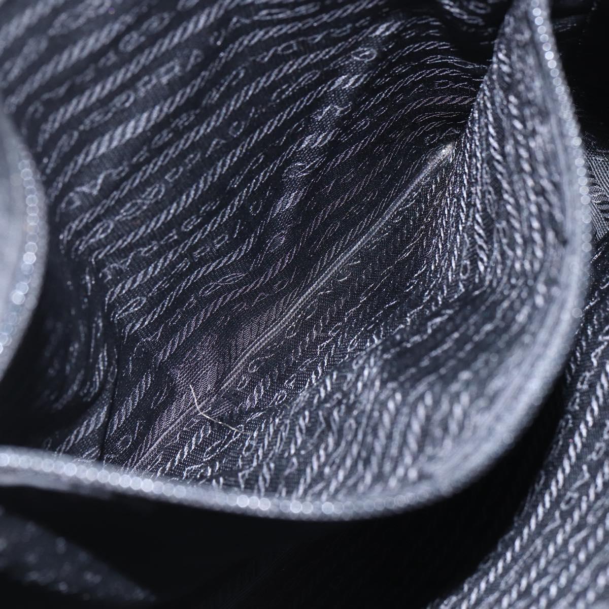 PRADA Tote Bag Nylon Black Silver Auth bs31530