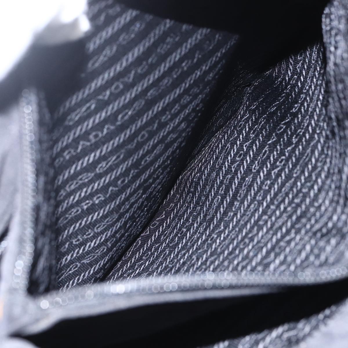 PRADA Tote Bag Nylon Black Silver Auth bs31530