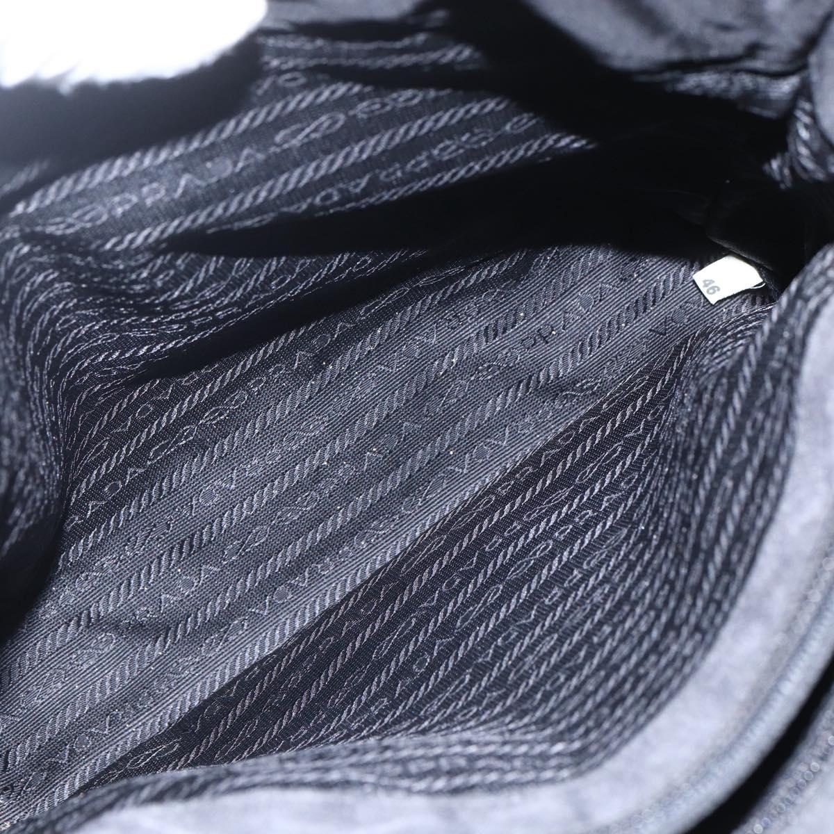 PRADA Tote Bag Nylon Black Silver Auth bs31530