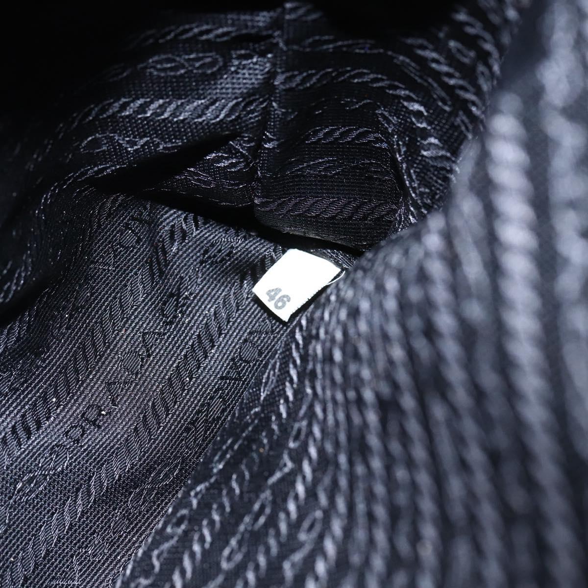 PRADA Tote Bag Nylon Black Silver Auth bs31530