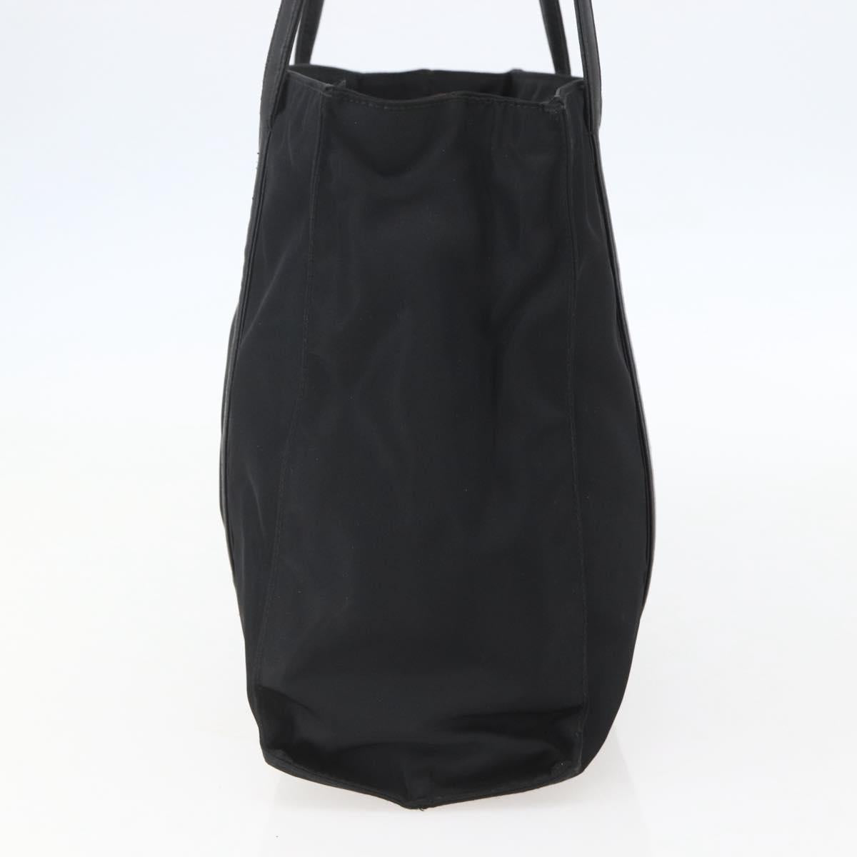 PRADA Tote Bag Nylon Black Silver Auth bs31530