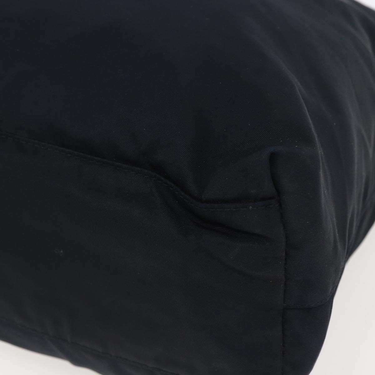 PRADA Tote Bag Nylon Black Silver Auth bs31533